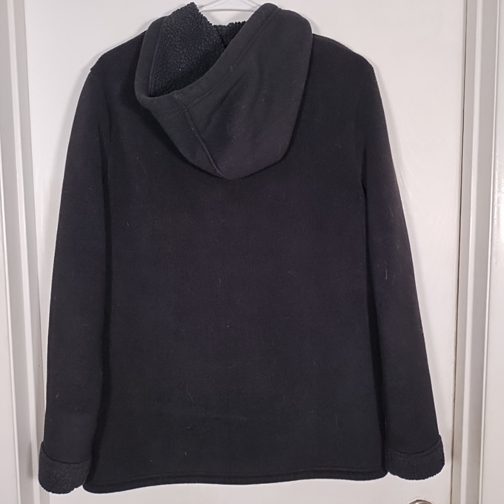 Cuddl Duds Women's XS Fleece Sherpa Snap Front Hooded Black Jacket - Picture 6 of 10